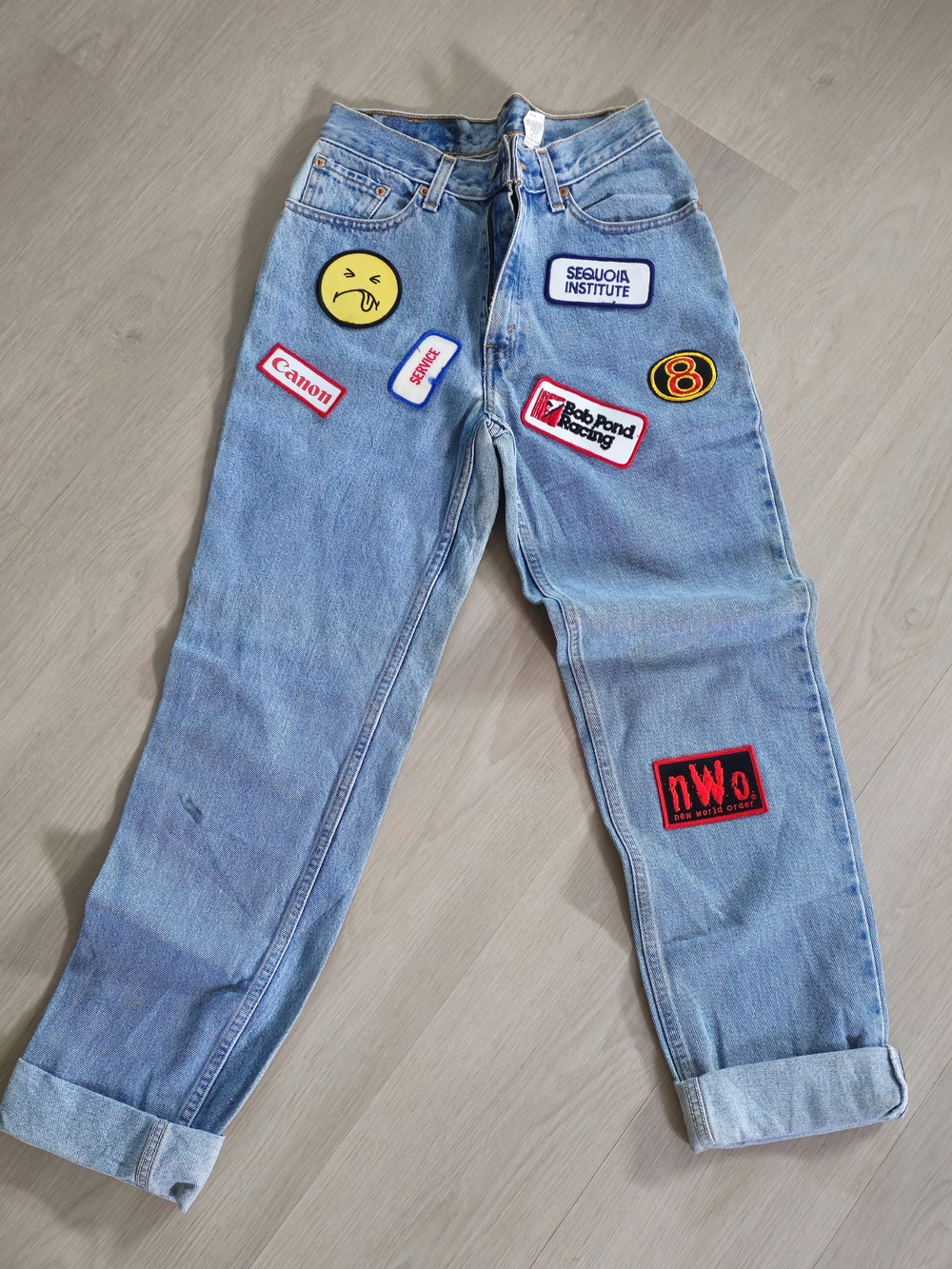 Levi's Light Blue Patchwork Boyfriend Jeans with Patches